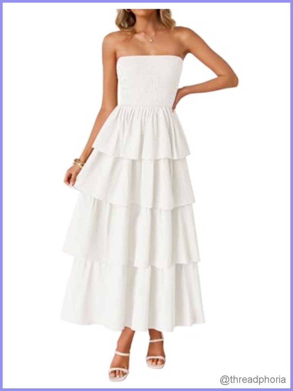 Boho Strapless Maxi Dress Smocked Tiered Summer